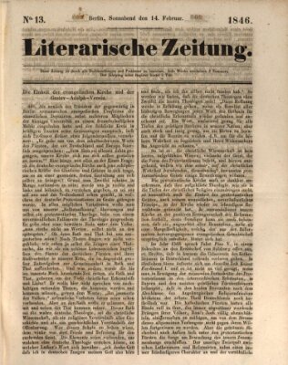 Literarische Zeitung Samstag 14. Februar 1846