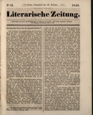 Literarische Zeitung Samstag 21. Februar 1846