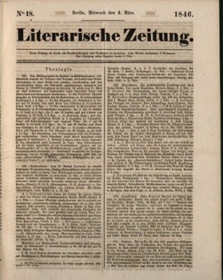 Literarische Zeitung Mittwoch 4. März 1846