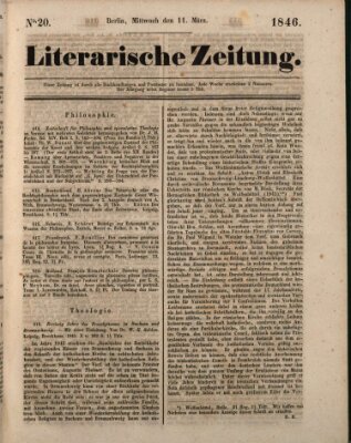 Literarische Zeitung Mittwoch 11. März 1846