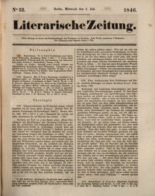 Literarische Zeitung Mittwoch 1. Juli 1846