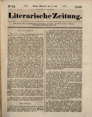 Literarische Zeitung Mittwoch 8. Juli 1846