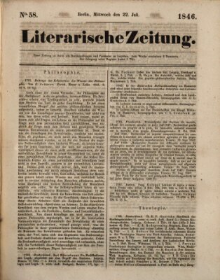 Literarische Zeitung Mittwoch 22. Juli 1846