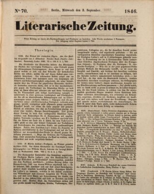 Literarische Zeitung Mittwoch 2. September 1846