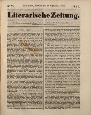 Literarische Zeitung Mittwoch 30. September 1846