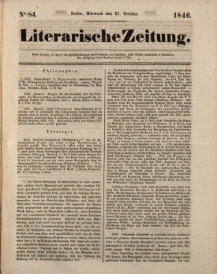 Literarische Zeitung Mittwoch 21. Oktober 1846