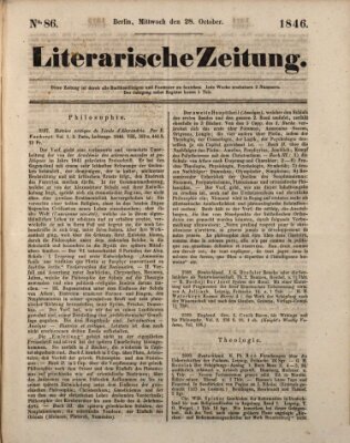 Literarische Zeitung Mittwoch 28. Oktober 1846