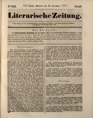 Literarische Zeitung Mittwoch 23. Dezember 1846