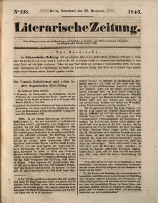 Literarische Zeitung Samstag 26. Dezember 1846