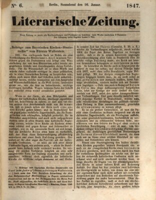 Literarische Zeitung Samstag 16. Januar 1847