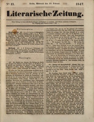 Literarische Zeitung Mittwoch 10. Februar 1847