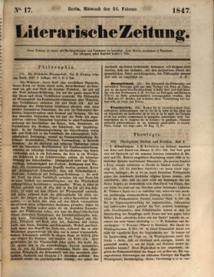 Literarische Zeitung Mittwoch 24. Februar 1847