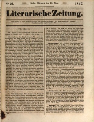 Literarische Zeitung Mittwoch 10. März 1847