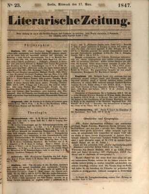 Literarische Zeitung Mittwoch 17. März 1847