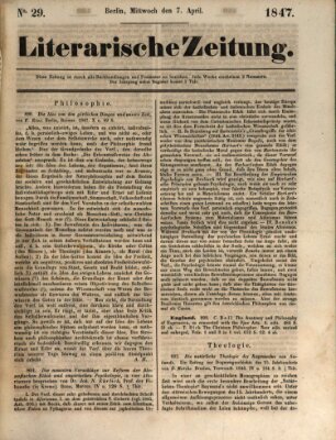 Literarische Zeitung Mittwoch 7. April 1847