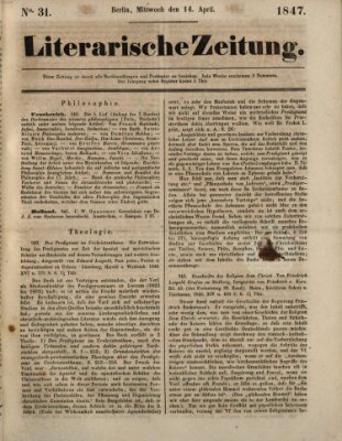 Literarische Zeitung Mittwoch 14. April 1847