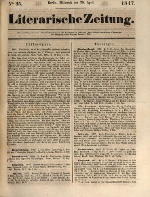 Literarische Zeitung Mittwoch 28. April 1847