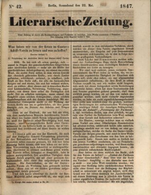 Literarische Zeitung Samstag 22. Mai 1847