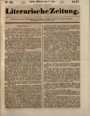 Literarische Zeitung Mittwoch 2. Juni 1847