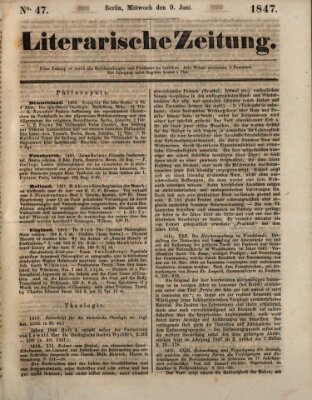 Literarische Zeitung Mittwoch 9. Juni 1847