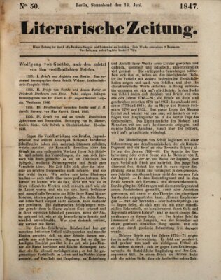 Literarische Zeitung Samstag 19. Juni 1847