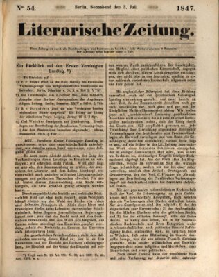 Literarische Zeitung Samstag 3. Juli 1847