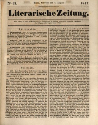 Literarische Zeitung Mittwoch 4. August 1847