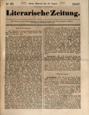 Literarische Zeitung Mittwoch 18. August 1847