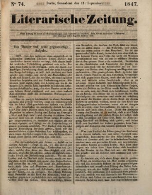 Literarische Zeitung Samstag 11. September 1847