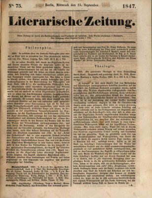 Literarische Zeitung Mittwoch 15. September 1847