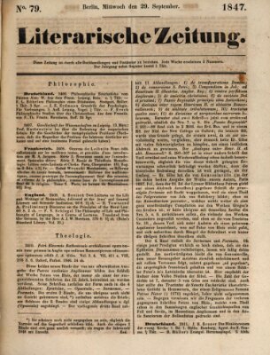 Literarische Zeitung Mittwoch 29. September 1847