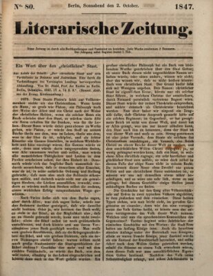 Literarische Zeitung Samstag 2. Oktober 1847