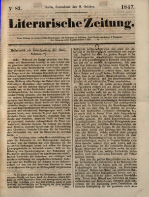 Literarische Zeitung Samstag 9. Oktober 1847