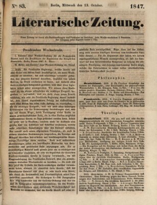 Literarische Zeitung Mittwoch 13. Oktober 1847