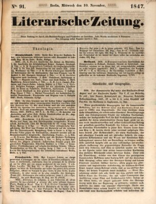 Literarische Zeitung Mittwoch 10. November 1847