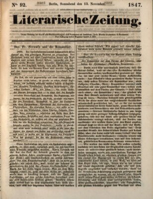 Literarische Zeitung Samstag 13. November 1847