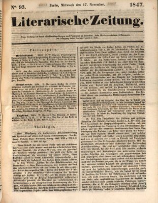 Literarische Zeitung Mittwoch 17. November 1847