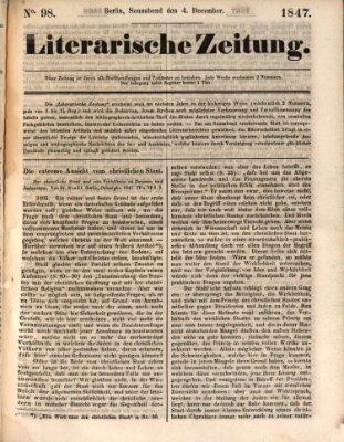 Literarische Zeitung Samstag 4. Dezember 1847