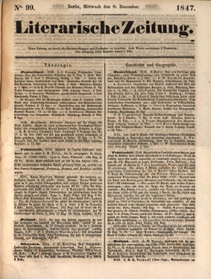 Literarische Zeitung Mittwoch 8. Dezember 1847