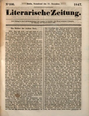 Literarische Zeitung Samstag 11. Dezember 1847