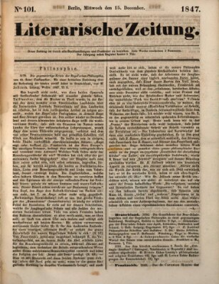 Literarische Zeitung Mittwoch 15. Dezember 1847