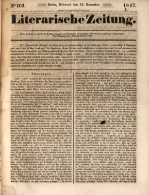 Literarische Zeitung Mittwoch 22. Dezember 1847