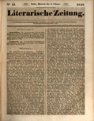 Literarische Zeitung Mittwoch 9. Februar 1848