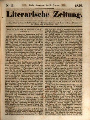 Literarische Zeitung Samstag 19. Februar 1848