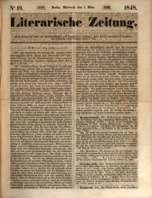 Literarische Zeitung Mittwoch 1. März 1848