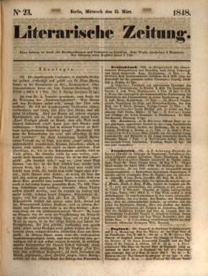 Literarische Zeitung Mittwoch 15. März 1848