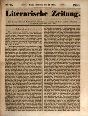 Literarische Zeitung Mittwoch 22. März 1848