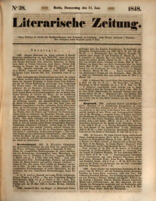 Literarische Zeitung Donnerstag 15. Juni 1848