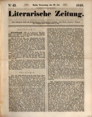 Literarische Zeitung Donnerstag 20. Juli 1848