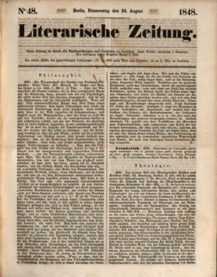 Literarische Zeitung Donnerstag 24. August 1848